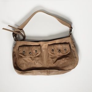 Jigsaw London Leather Purse Bag Beige Studs